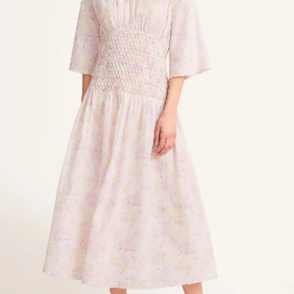 Merlette NYC Pink floral smocked dress
